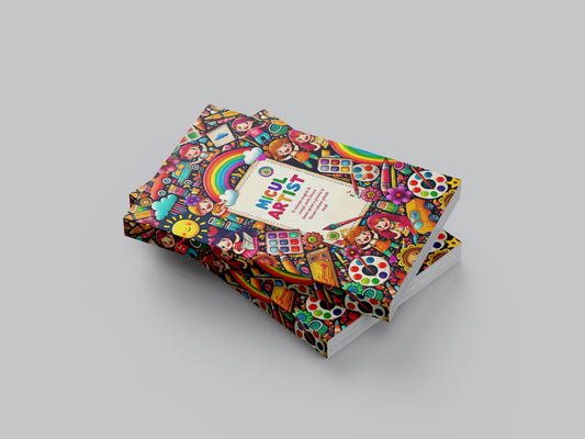Colorful children's book with a rainbow and cartoon characters on a gray background